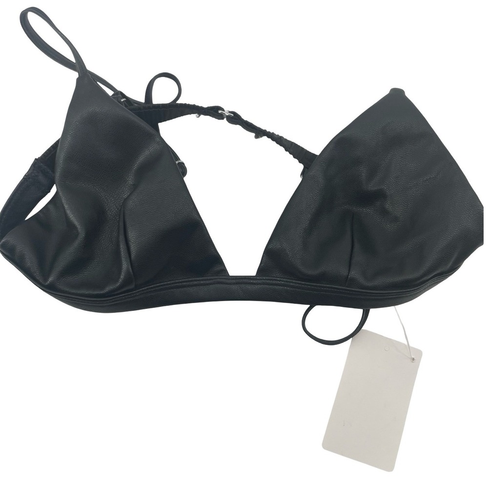 **VERIFY** Fleur du Mal Women's Bralette Triangle Black Faux Leather Small